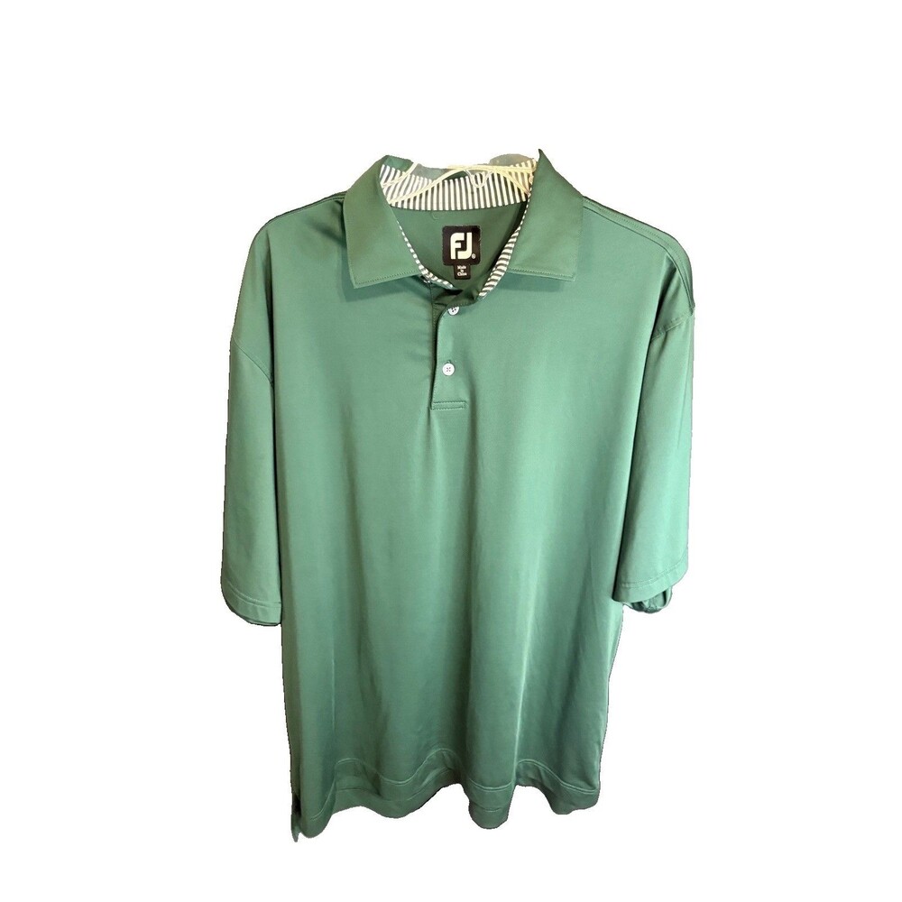 Footjoy FJ Golf Polo Men’s Size XL Striped Green/White Short Sleeve